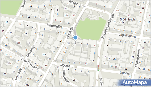 Katowice, Plac Miarki Karola, 8, mapa Katowic