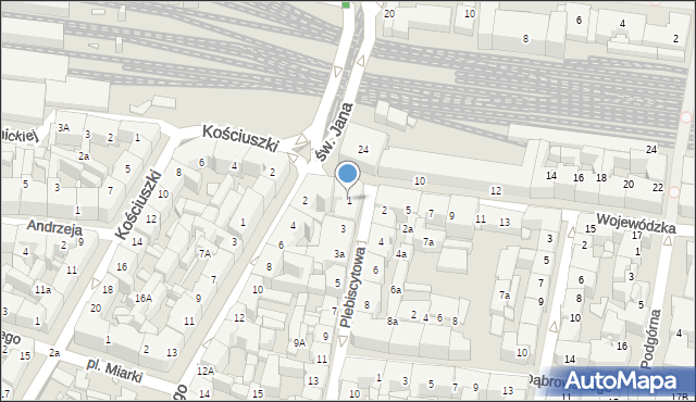 Katowice, Plebiscytowa, 1, mapa Katowic
