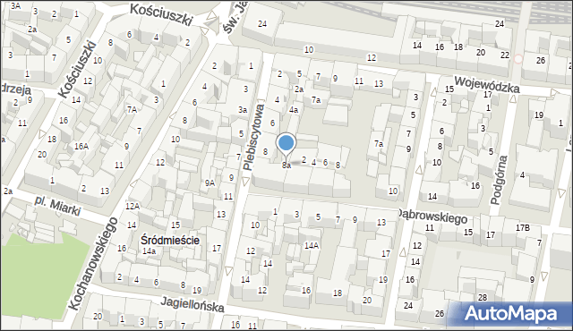 Katowice, Plebiscytowa, 8a, mapa Katowic