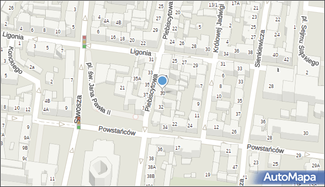 Katowice, Plebiscytowa, 30, mapa Katowic