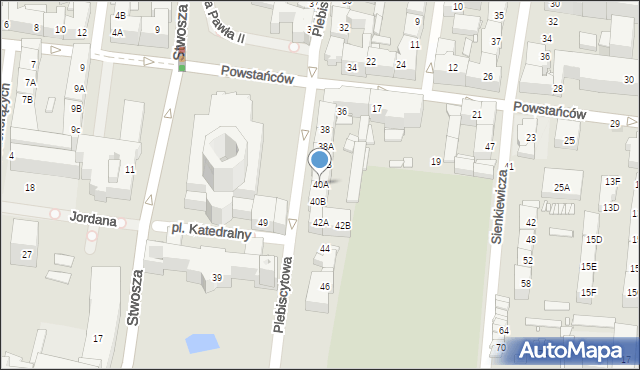 Katowice, Plebiscytowa, 40A, mapa Katowic