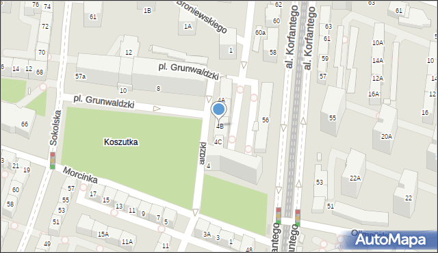 Katowice, Plac Grunwaldzki, 4B, mapa Katowic