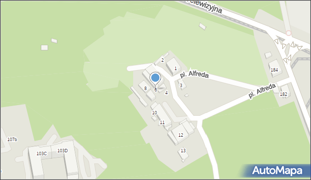 Katowice, Plac Alfreda, 6, mapa Katowic