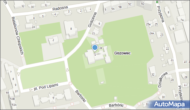 Katowice, Plac Pod Lipami, 1, mapa Katowic