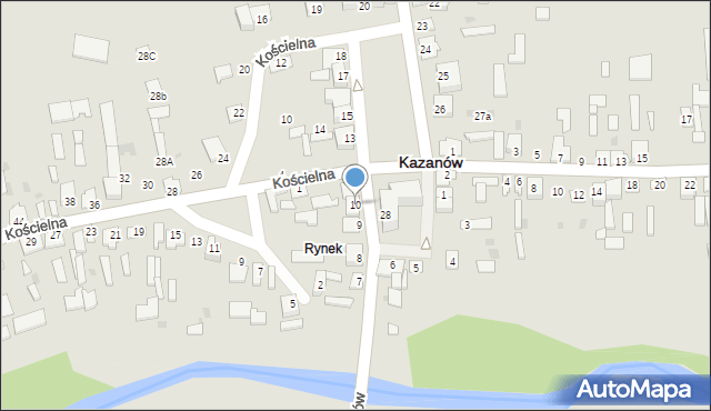 Kazanów, Plac Partyzantów, 10, mapa Kazanów