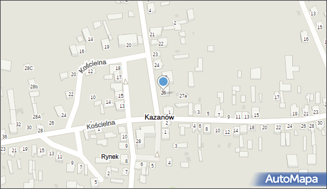 Kazanów, Plac Partyzantów, 27, mapa Kazanów