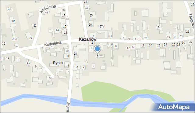 Kazanów, Plac Partyzantów, 3, mapa Kazanów