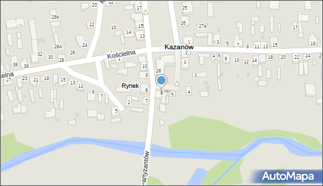 Kazanów, Plac Partyzantów, 6, mapa Kazanów