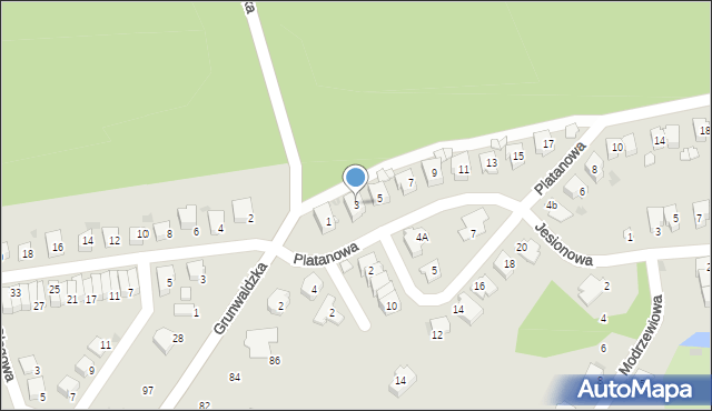 Kędzierzyn-Koźle, Platanowa, 3, mapa Kędzierzyna-Koźle