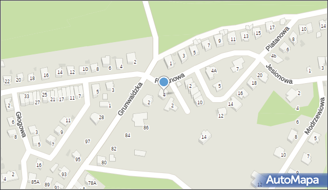 Kędzierzyn-Koźle, Platanowa, 4, mapa Kędzierzyna-Koźle