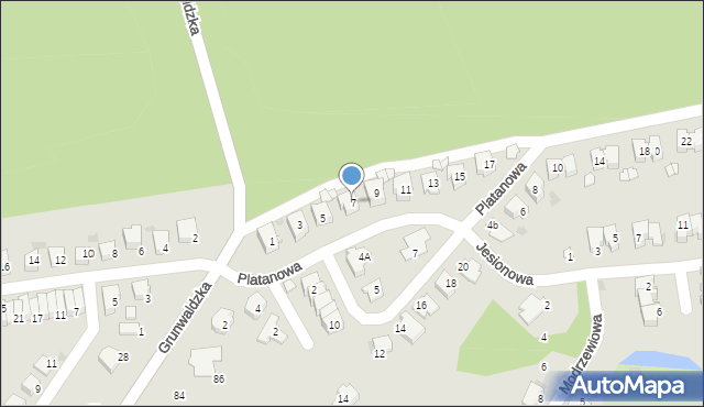 Kędzierzyn-Koźle, Platanowa, 7, mapa Kędzierzyna-Koźle