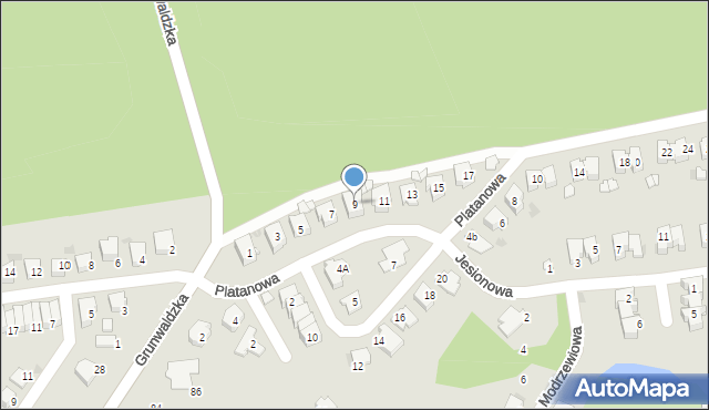 Kędzierzyn-Koźle, Platanowa, 9, mapa Kędzierzyna-Koźle