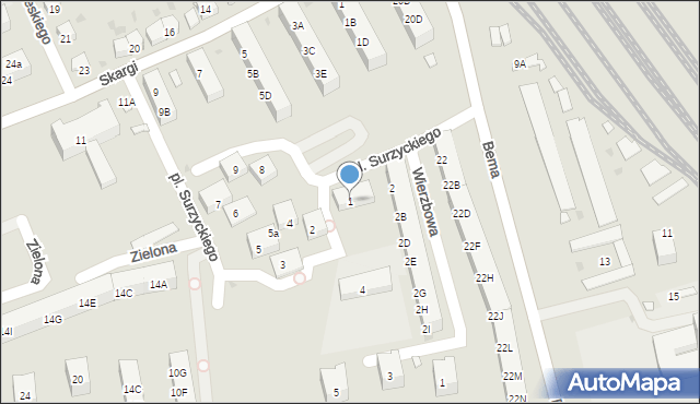 Kędzierzyn-Koźle, Plac Surzyckiego Jana, 1, mapa Kędzierzyna-Koźle