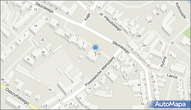 Kętrzyn, Plac Piłsudskiego Józefa, marsz., 1, mapa Kętrzyn
