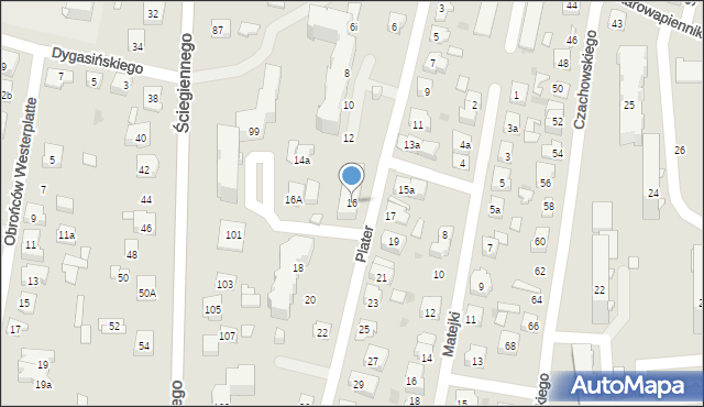 Kielce, Plater Emilii, 16, mapa Kielc