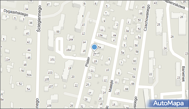 Kielce, Plater Emilii, 17, mapa Kielc