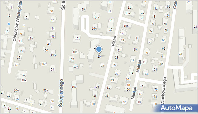 Kielce, Plater Emilii, 20, mapa Kielc