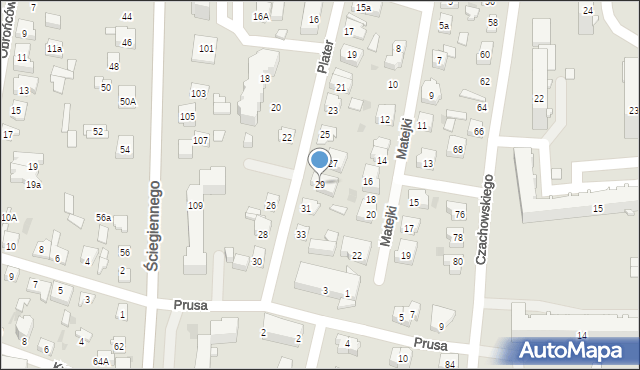 Kielce, Plater Emilii, 29, mapa Kielc