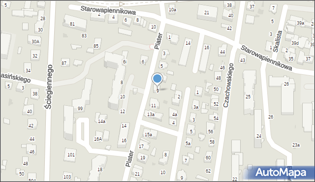 Kielce, Plater Emilii, 9, mapa Kielc