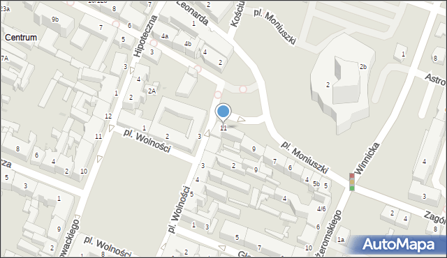 Kielce, Plac Moniuszki Stanisława, 11, mapa Kielc