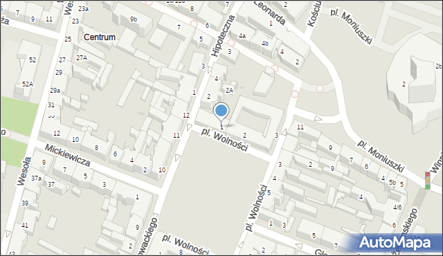 Kielce, Plac Wolności, 1, mapa Kielc