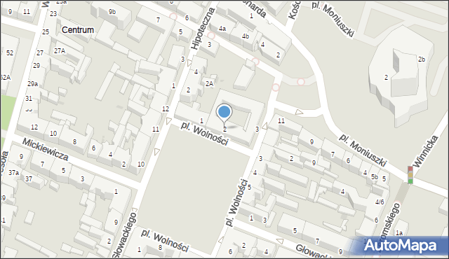 Kielce, Plac Wolności, 2, mapa Kielc