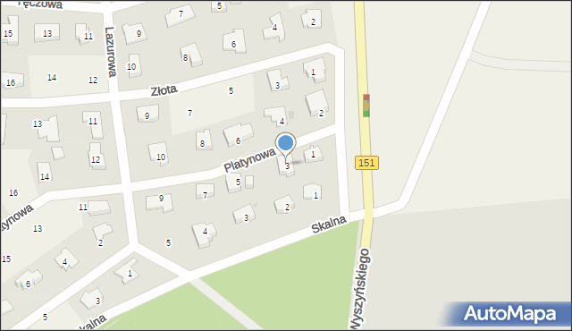 Kłodawa, Platynowa, 3, mapa Kłodawa