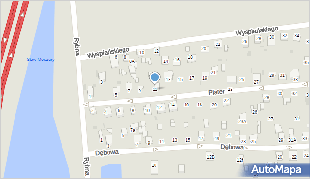 Knurów, Plater Emilii, 11, mapa Knurów