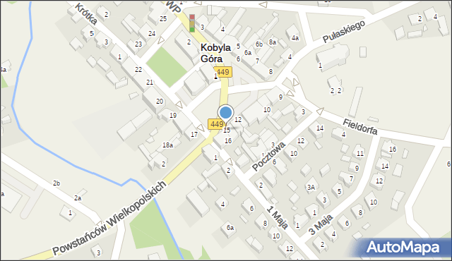 Kobyla Góra, Plac Wiosny Ludów, 15, mapa Kobyla Góra
