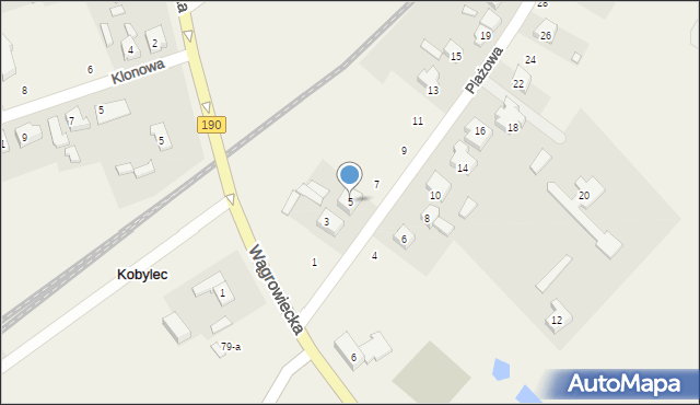 Kobylec, Plażowa, 5, mapa Kobylec