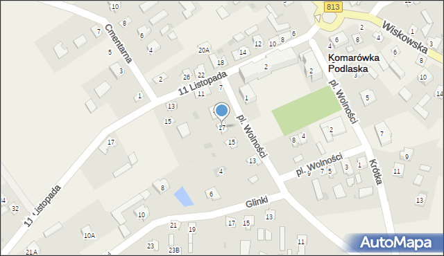 Komarówka Podlaska, Plac Wolności, 17, mapa Komarówka Podlaska