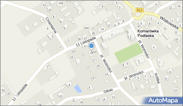 Komarówka Podlaska, Plac Wolności, 19, mapa Komarówka Podlaska
