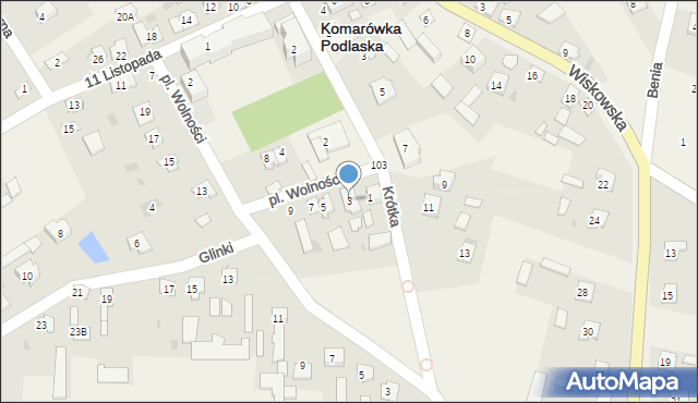 Komarówka Podlaska, Plac Wolności, 3, mapa Komarówka Podlaska