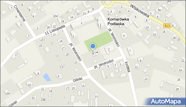 Komarówka Podlaska, Plac Wolności, 8, mapa Komarówka Podlaska