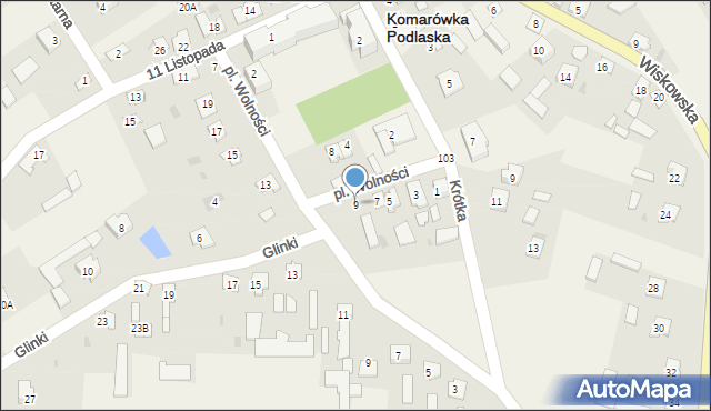 Komarówka Podlaska, Plac Wolności, 9, mapa Komarówka Podlaska