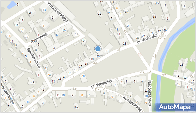 Kościan, Plac Wolności, 20, mapa Kościan