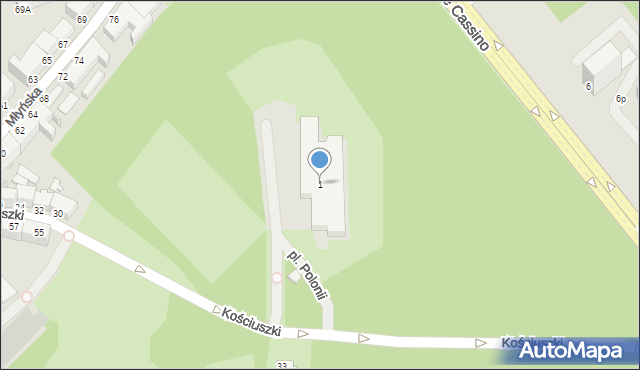 Koszalin, Plac Polonii, 1, mapa Koszalina