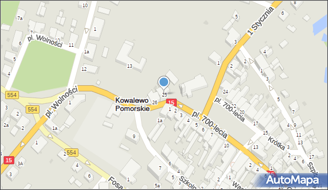 Kowalewo Pomorskie, Plac 700-lecia, 25, mapa Kowalewo Pomorskie