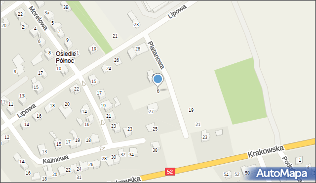Kozy, Platanowa, 6, mapa Kozy