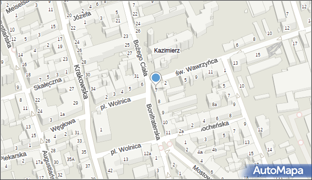 Kraków, Plac Wolnica, 7, mapa Krakowa
