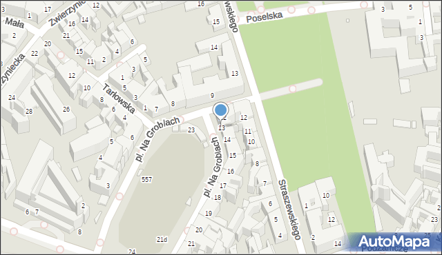 Kraków, Plac Na Groblach, 13, mapa Krakowa