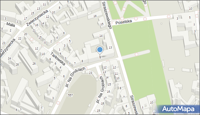 Kraków, Plac Na Groblach, 9, mapa Krakowa