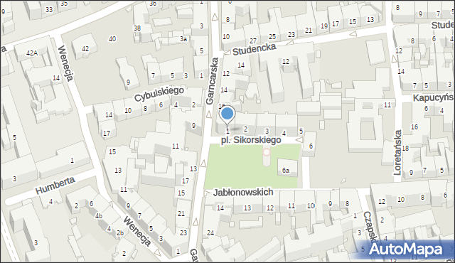 Kraków, Plac Sikorskiego Władysława, gen., 1, mapa Krakowa