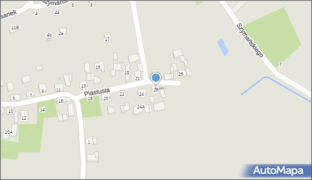 Kraków, Plastusia, 26, mapa Krakowa