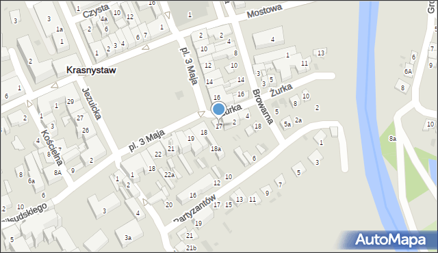 Krasnystaw, Plac 3 Maja, 17, mapa Krasnystaw