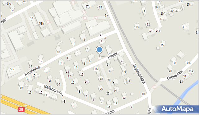 Krosno, Plater Emilii, 4, mapa Krosna