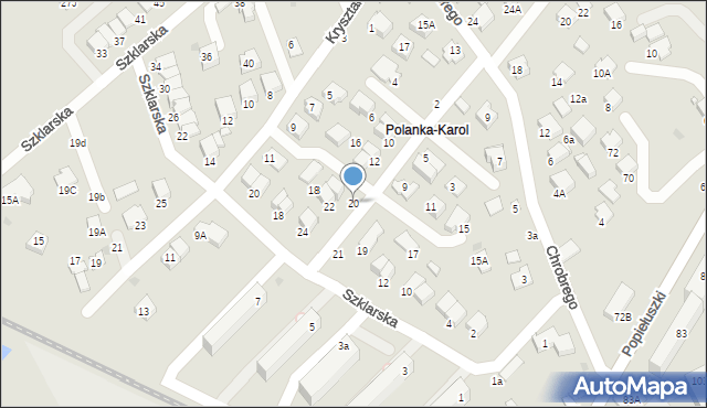 Krosno, Platynowa, 20, mapa Krosna