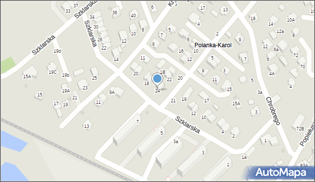 Krosno, Platynowa, 24, mapa Krosna