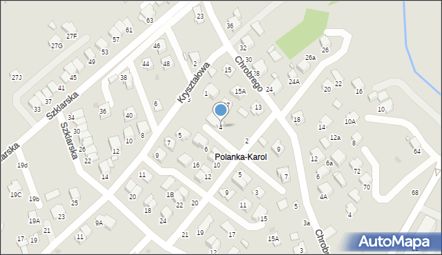 Krosno, Platynowa, 4, mapa Krosna