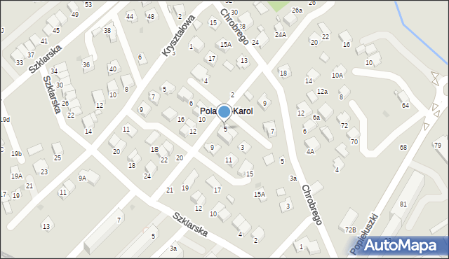 Krosno, Platynowa, 5, mapa Krosna